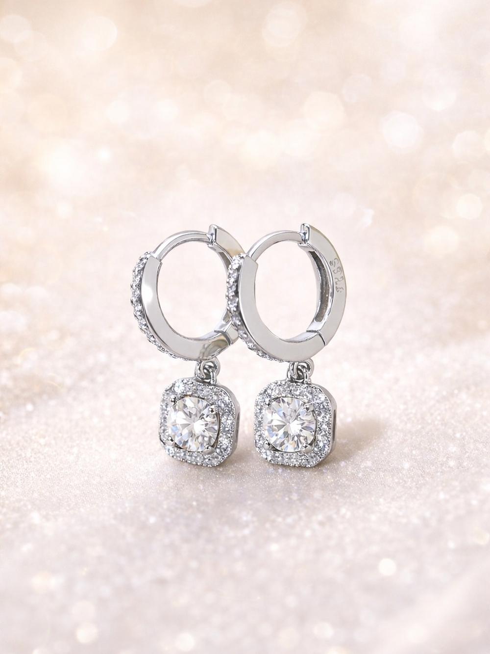 ✨️Moissanite Dangle Huggie Earrings 1.0ct D Color S925 Silver😊